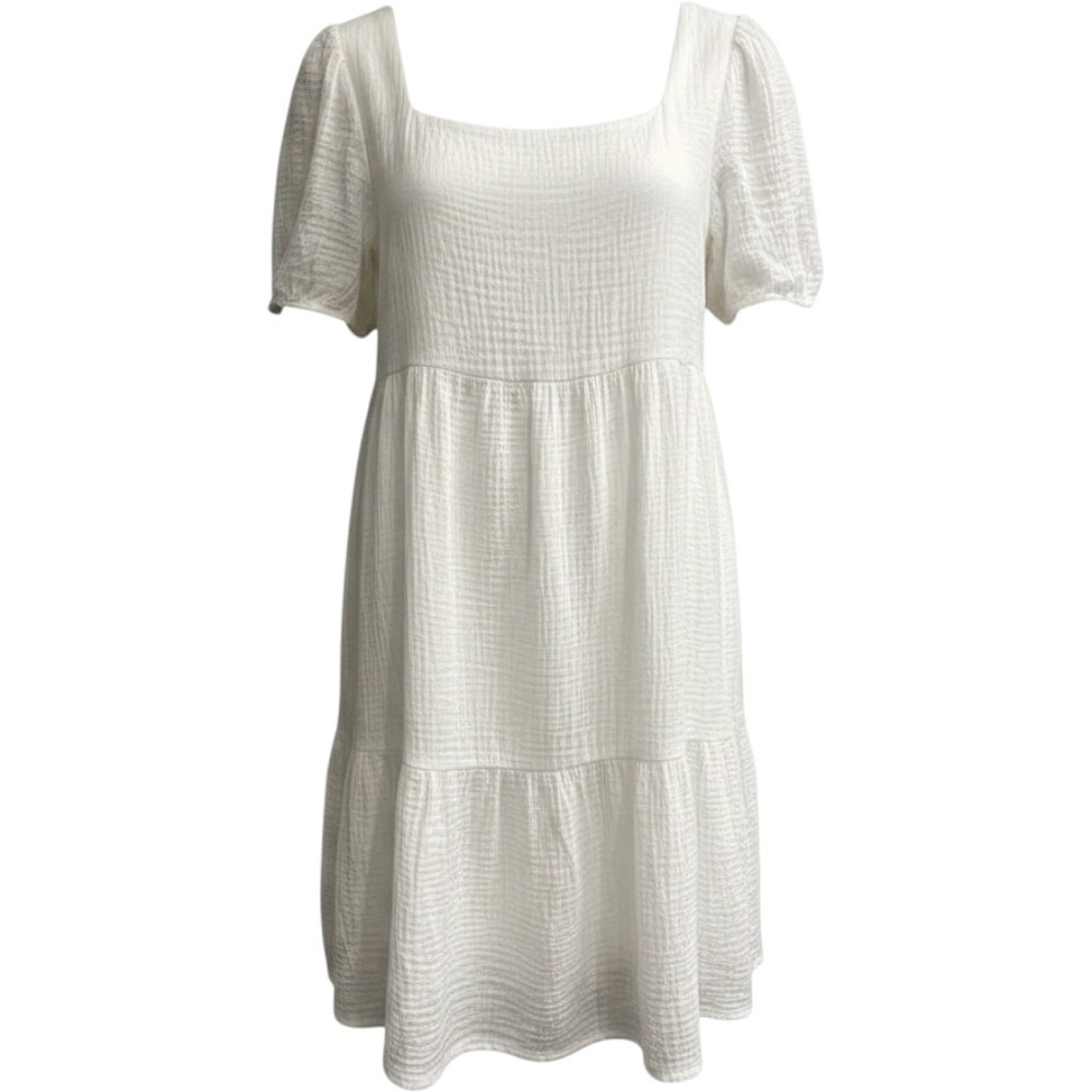 Rails Valentina Dress White Gauzy Smocked Tiered Mini Size XS Cottagecore‎ Beach